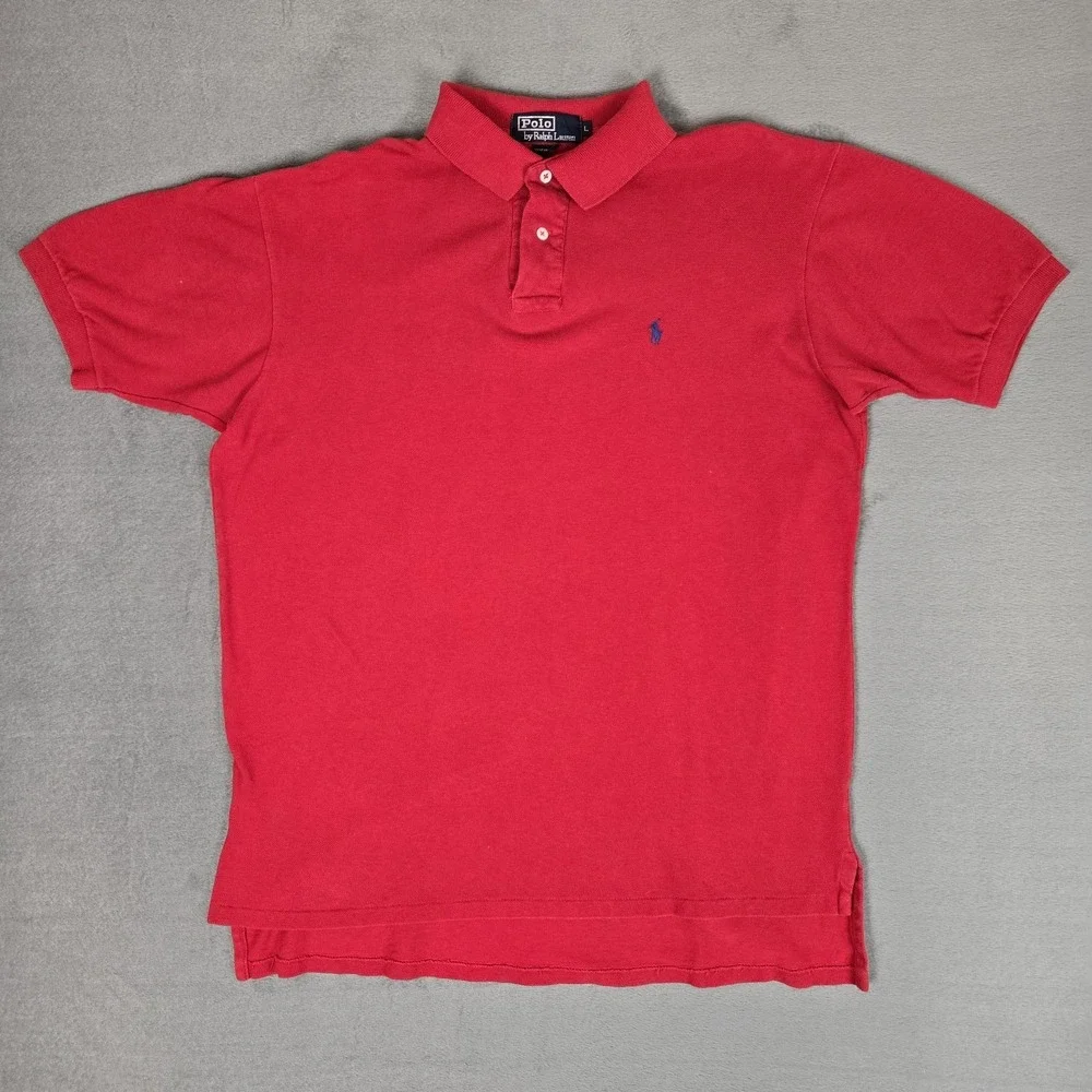 Polo Ralph Lauren Polo Shirt Mens Large Red Vintage USA Made Short Sleeve Preppy